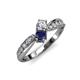 4 - Nicia 0.85 ctw Lab Grown Diamond & Blue Sapphire accented Side Lab Grown Diamond Women Two Stone Bypass Engagement Ring 