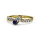 1 - Nicia 0.85 ctw Lab Grown Diamond & Blue Sapphire accented Side Lab Grown Diamond Women Two Stone Bypass Engagement Ring 