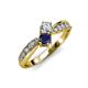 4 - Nicia 0.85 ctw Lab Grown Diamond & Blue Sapphire accented Side Lab Grown Diamond Women Two Stone Bypass Engagement Ring 