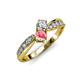 4 - Nicia 0.75 ctw Lab Grown Diamond & Pink Tourmaline accented Side Lab Grown Diamond Women Two Stone Bypass Engagement Ring 