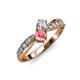 4 - Nicia 0.75 ctw Lab Grown Diamond & Pink Tourmaline accented Side Lab Grown Diamond Women Two Stone Bypass Engagement Ring 