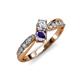 4 - Nicia 0.75 ctw Lab Grown Diamond & Iolite accented Side Lab Grown Diamond Women Two Stone Bypass Engagement Ring 