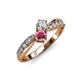 4 - Nicia 0.87 ctw Lab Grown Diamond & Rhodolite Garnet accented Side Lab Grown Diamond Women Two Stone Bypass Engagement Ring 