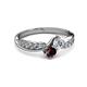 3 - Nicia 0.87 ctw Lab Grown Diamond & Red Garnet accented Side Lab Grown Diamond Women Two Stone Bypass Engagement Ring 