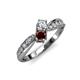 4 - Nicia 0.87 ctw Lab Grown Diamond & Red Garnet accented Side Lab Grown Diamond Women Two Stone Bypass Engagement Ring 