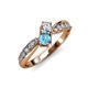 4 - Nicia 0.77 ctw Lab Grown Diamond & Blue Topaz accented Side Lab Grown Diamond Women Two Stone Bypass Engagement Ring 