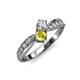 4 - Nicia 0.85 ctw Lab Grown Diamond & Yellow Sapphire accented Side Lab Grown Diamond Women Two Stone Bypass Engagement Ring 