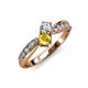 4 - Nicia 0.85 ctw Lab Grown Diamond & Yellow Sapphire accented Side Lab Grown Diamond Women Two Stone Bypass Engagement Ring 