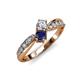 4 - Nicia 0.85 ctw Lab Grown Diamond & Blue Sapphire accented Side Lab Grown Diamond Women Two Stone Bypass Engagement Ring 