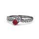 1 - Nicia 0.82 ctw Lab Grown Diamond & Ruby accented Side Lab Grown Diamond Women Two Stone Bypass Engagement Ring 