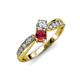 4 - Nicia 0.82 ctw Lab Grown Diamond & Ruby accented Side Lab Grown Diamond Women Two Stone Bypass Engagement Ring 
