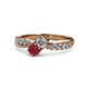1 - Nicia 0.82 ctw Lab Grown Diamond & Ruby accented Side Lab Grown Diamond Women Two Stone Bypass Engagement Ring 