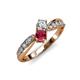 4 - Nicia 0.82 ctw Lab Grown Diamond & Ruby accented Side Lab Grown Diamond Women Two Stone Bypass Engagement Ring 