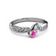 3 - Nicia 0.85 ctw Lab Grown Diamond & Pink Sapphire accented Side Lab Grown Diamond Women Two Stone Bypass Engagement Ring 