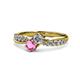 1 - Nicia 0.85 ctw Lab Grown Diamond & Pink Sapphire accented Side Lab Grown Diamond Women Two Stone Bypass Engagement Ring 