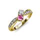 4 - Nicia 0.85 ctw Lab Grown Diamond & Pink Sapphire accented Side Lab Grown Diamond Women Two Stone Bypass Engagement Ring 