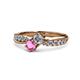 1 - Nicia 0.85 ctw Lab Grown Diamond & Pink Sapphire accented Side Lab Grown Diamond Women Two Stone Bypass Engagement Ring 