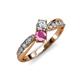 4 - Nicia 0.85 ctw Lab Grown Diamond & Pink Sapphire accented Side Lab Grown Diamond Women Two Stone Bypass Engagement Ring 
