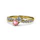 1 - Nicia 0.75 ctw Lab Grown Diamond & Pink Tourmaline accented Side Lab Grown Diamond Women Two Stone Bypass Engagement Ring 