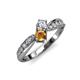 4 - Nicia 0.75 ctw Lab Grown Diamond & Citrine accented Side Lab Grown Diamond Women Two Stone Bypass Engagement Ring 