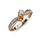 4 - Nicia 0.75 ctw Lab Grown Diamond & Citrine accented Side Lab Grown Diamond Women Two Stone Bypass Engagement Ring 