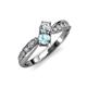 4 - Nicia 0.75 ctw Lab Grown Diamond & Aquamarine accented Side Lab Grown Diamond Women Two Stone Bypass Engagement Ring 