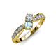 4 - Nicia 0.75 ctw Lab Grown Diamond & Aquamarine accented Side Lab Grown Diamond Women Two Stone Bypass Engagement Ring 