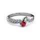 3 - Nicia 0.82 ctw Lab Grown Diamond & Ruby accented Side Lab Grown Diamond Women Two Stone Bypass Engagement Ring 