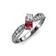 4 - Nicia 0.82 ctw Lab Grown Diamond & Ruby accented Side Lab Grown Diamond Women Two Stone Bypass Engagement Ring 