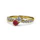 1 - Nicia 0.82 ctw Lab Grown Diamond & Ruby accented Side Lab Grown Diamond Women Two Stone Bypass Engagement Ring 