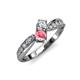 4 - Nicia 0.75 ctw Lab Grown Diamond & Pink Tourmaline accented Side Lab Grown Diamond Women Two Stone Bypass Engagement Ring 