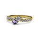1 - Nicia 0.75 ctw Lab Grown Diamond & Iolite accented Side Lab Grown Diamond Women Two Stone Bypass Engagement Ring 