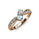 4 - Nicia 0.75 ctw Lab Grown Diamond & Aquamarine accented Side Lab Grown Diamond Women Two Stone Bypass Engagement Ring 