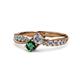 1 - Nicia 0.75 ctw Lab Grown Diamond & Emerald accented Side Lab Grown Diamond Women Two Stone Bypass Engagement Ring 