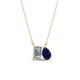1 - Arika 1.15 ctw Emerald Shape Lab Grown Diamond with Pear Shape Created Blue Sapphire Toi Et Moi Women Pendant Necklace 