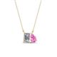 1 - Arika 1.15 ctw Emerald Shape Lab Grown Diamond with Pear Shape Created Pink Sapphire Toi Et Moi Women Pendant Necklace 