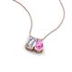 3 - Arika 1.15 ctw Emerald Shape Lab Grown Diamond with Pear Shape Created Pink Sapphire Toi Et Moi Women Pendant Necklace 