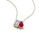 3 - Arika 1.15 ctw Emerald Shape Lab Grown Diamond with Pear Shape Created Ruby Toi Et Moi Women Pendant Necklace 