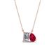1 - Arika 1.15 ctw Emerald Shape Lab Grown Diamond with Pear Shape Created Ruby Toi Et Moi Women Pendant Necklace 