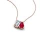 3 - Arika 1.15 ctw Emerald Shape Lab Grown Diamond with Pear Shape Created Ruby Toi Et Moi Women Pendant Necklace 