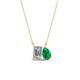 1 - Arika 1.03 ctw Emerald Shape Lab Grown Diamond with Pear Shape Created Emerald Toi Et Moi Women Pendant Necklace 