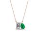 1 - Arika 1.03 ctw Emerald Shape Lab Grown Diamond with Pear Shape Created Emerald Toi Et Moi Women Pendant Necklace 