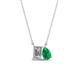 1 - Arika 1.03 ctw Emerald Shape Lab Grown Diamond with Pear Shape Created Emerald Toi Et Moi Women Pendant Necklace 