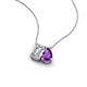3 - Arika 1.10 ctw Emerald Shape Lab Grown Diamond with Pear Shape Amethyst Toi Et Moi Women Pendant Necklace 