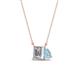 1 - Arika 1.05 ctw Emerald Shape Lab Grown Diamond with Pear Shape Aquamarine Toi Et Moi Women Pendant Necklace 