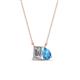 1 - Arika 1.20 ctw Emerald Shape Lab Grown Diamond with Pear Shape Blue Topaz Toi Et Moi Women Pendant Necklace 