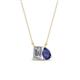 1 - Arika 1.05 ctw Emerald Shape Lab Grown Diamond with Pear Shape Iolite Toi Et Moi Women Pendant Necklace 