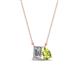 1 - Arika 1.20 ctw Emerald Shape Lab Grown Diamond with Pear Shape Peridot Toi Et Moi Women Pendant Necklace 