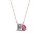 1 - Arika 1.15 ctw Emerald Shape Lab Grown Diamond with Pear Shape Pink Tourmaline Toi Et Moi Women Pendant Necklace 
