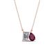 1 - Arika 1.25 ctw Emerald Shape Lab Grown Diamond with Pear Shape Rhodolite Garnet Toi Et Moi Women Pendant Necklace 